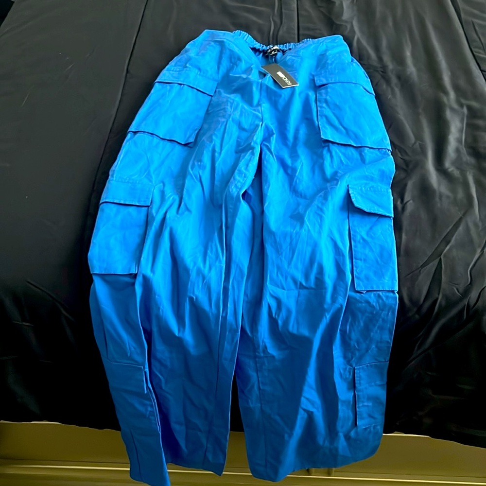 Blue windbreaker cargo pants